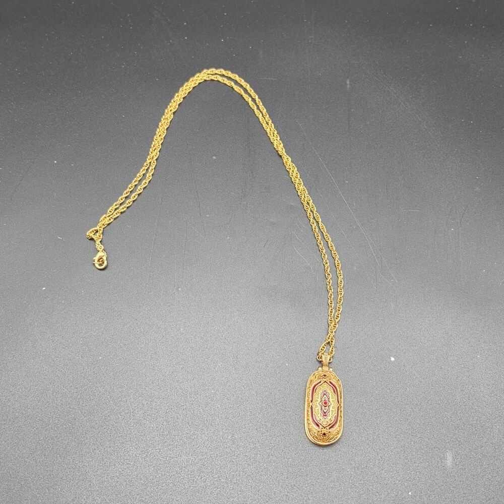 Vatican Library Collection Hand Painted Hidden Cross Locket Necklace Gold Tone